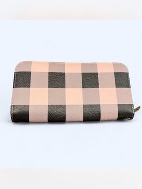 Zip-Around Checkered Wallet in Pink and Black